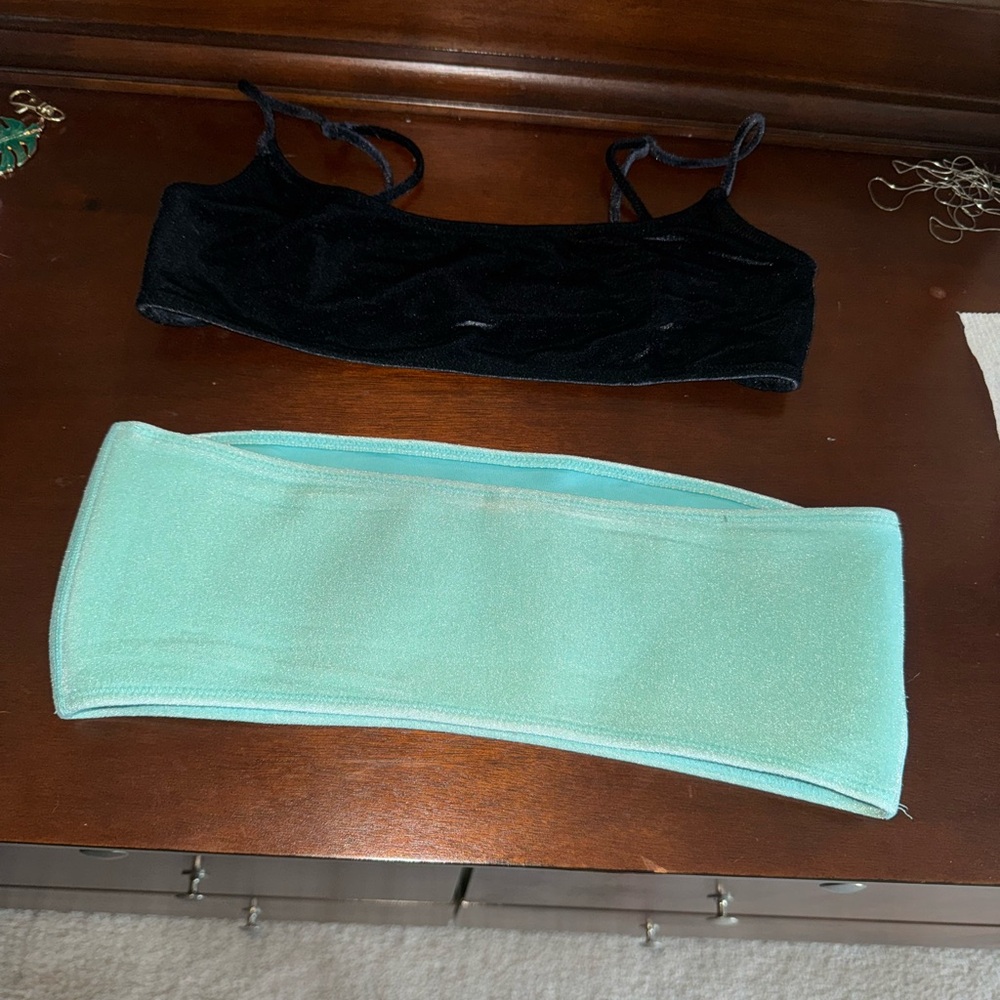 Blue Velvet strapless Bandeau top Neoprene